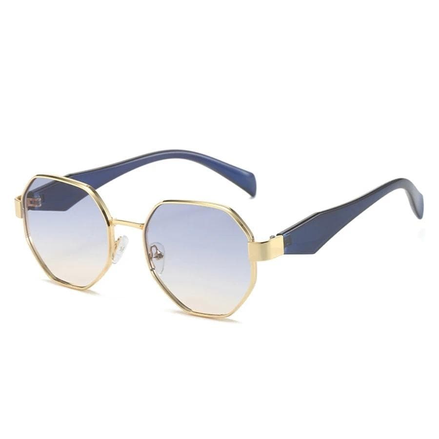 Novos Óculos de Sol Retrô Femininos, Óculos de Sol Masculinos com Armação de Metal Poligonal, Óculos de Sol Decorativos