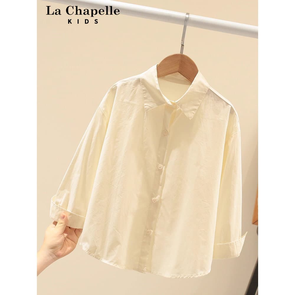 Lasherbell roupas infantis camisa para meninas roupas de primavera estilo Campus manga comprida camisa de cor sólida mod