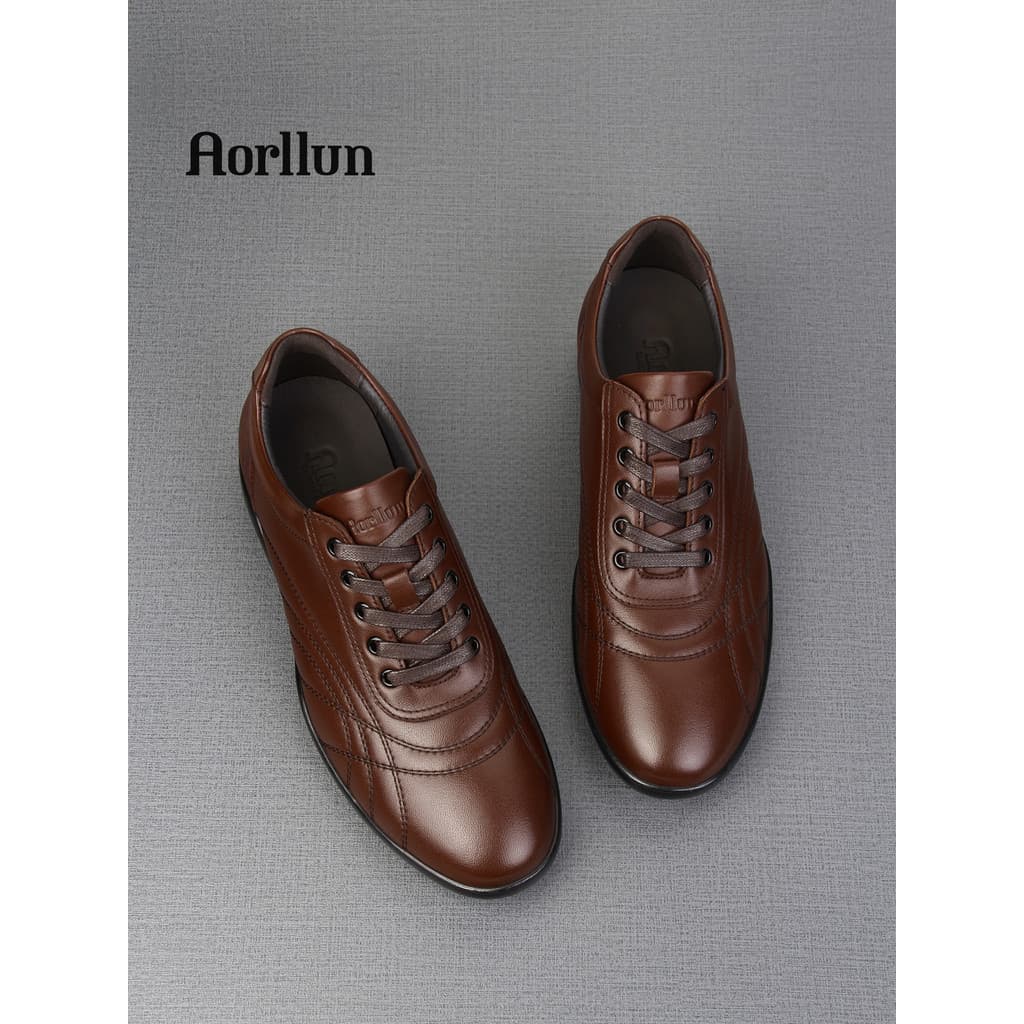 Sapatos de couro casuais marrons masculinos de couro genuíno camada superior primavera outono quatro estações couro de a