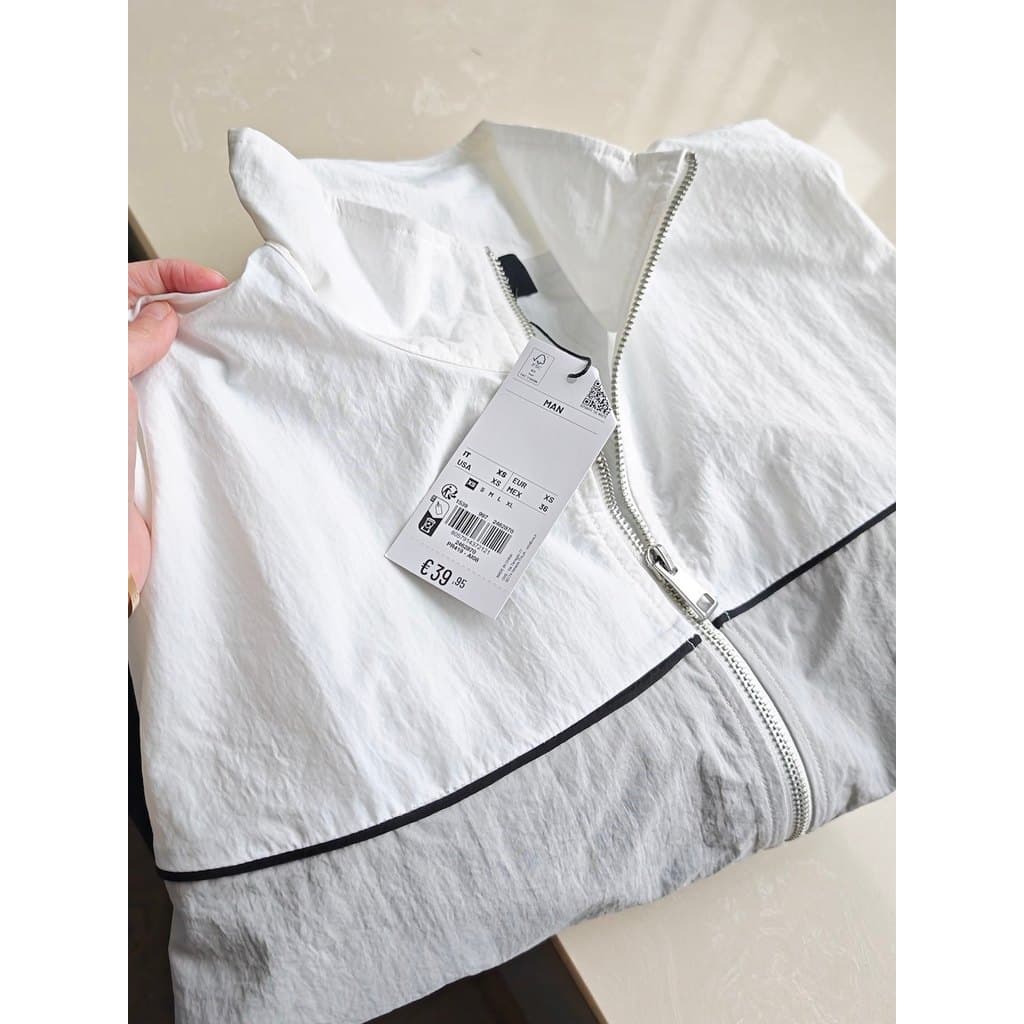 Estilo bonito Ruffian de cor contrastante!Primavera outono novo estilo masculino na moda padrão geométrico solto gola al