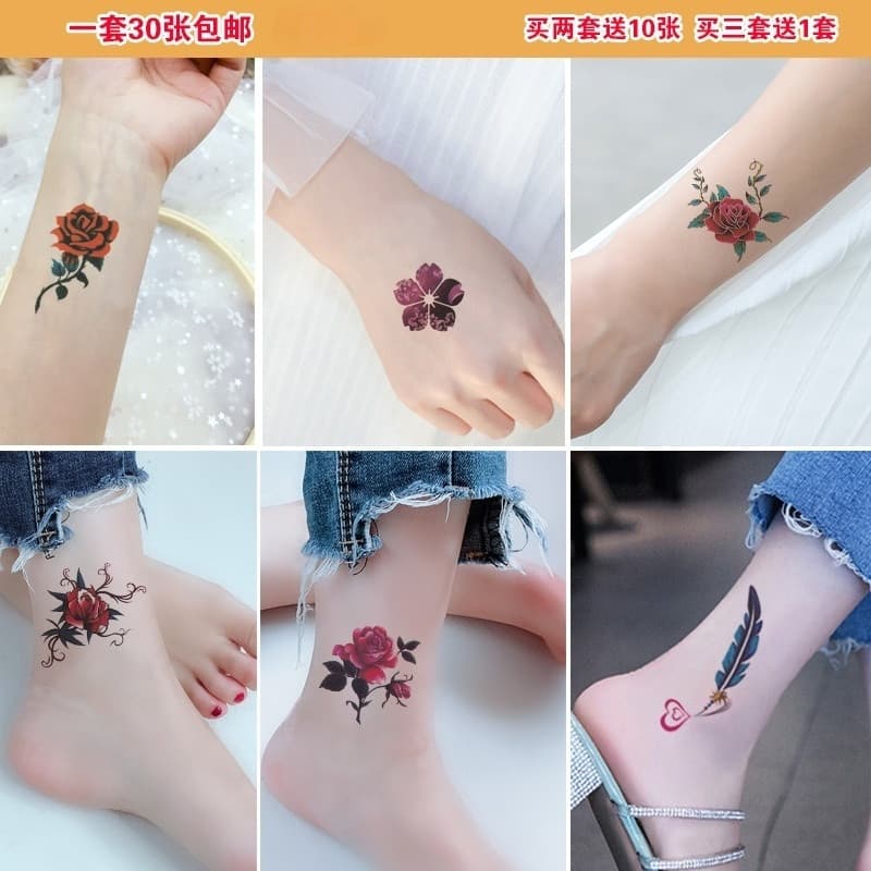 Adesivos de tatuagem fofos descartáveis, padrão pequeno, à prova d'água, capa feminina, clavícula fresca, braço de alta