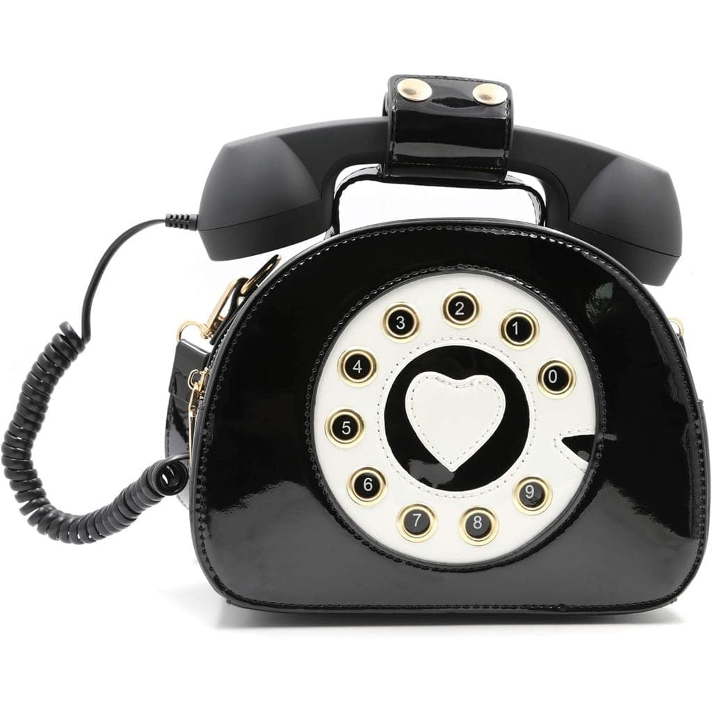 Bolsa de Ombro Transversal QiMing com Design de Telefone Retrô, Bolsa de Mão em PU com Microfone Removível para Mulheres