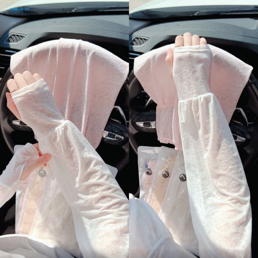 Uv Protection Arm Guard Floral Lace Sleeves for Women Sun Gloves for Driving Cycling