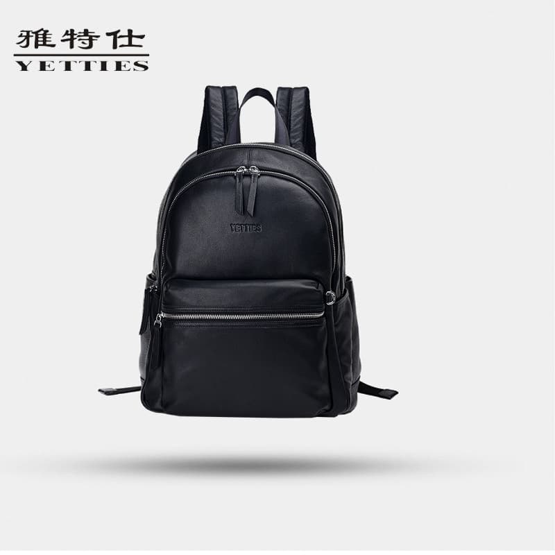 Mochila de viagem masculina couro genuíno grande capacidade primeira camada de couro Casual simples mochila de negócios