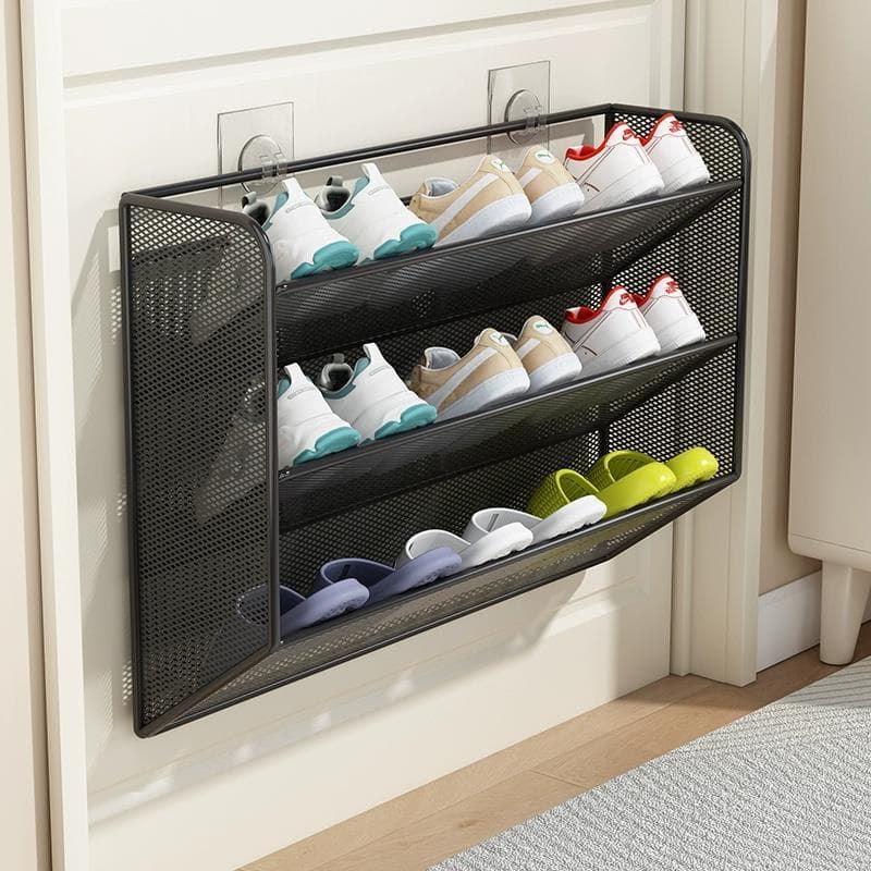 Rack de sapato doméstico atrás da porta armazenamento de parede ferramenta útil parede Multi-camada pequeno sapato rack