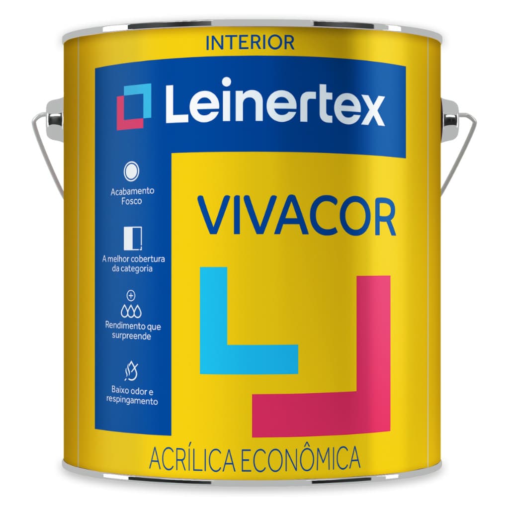 Tinta Acrílica Vivacor 3,6 litros Econômica Leinertex Cores