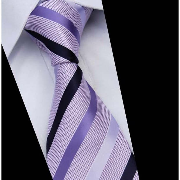 Gravata Formal masculina de negócios, gravata listrada roxa, gravata de seda para casamento