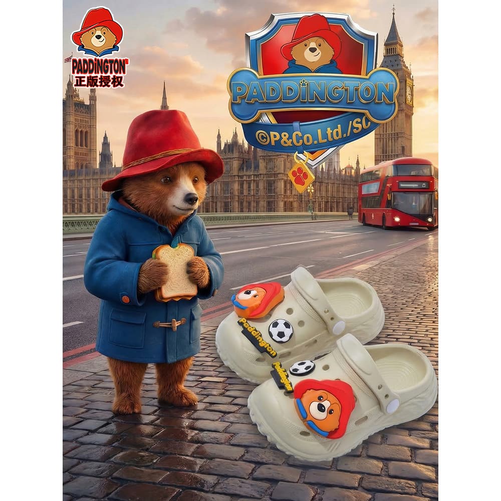 Paddington urso crianças buraco sapatos meninas verão dos desenhos animados bonito antiderrapante banho interior bebê pa
