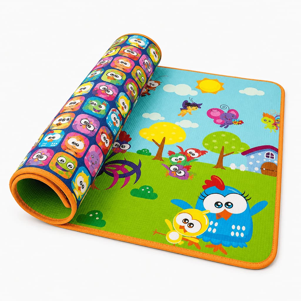 Tapete Térmico Bebê Galinha Pintadinha Grande Dupla Face 180x120 Impermeável Para Atividades Infantil
