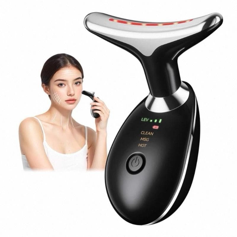 Massageador Facial e Pescoço com LED, Aquecimento e Vibração Inteligente Portátil