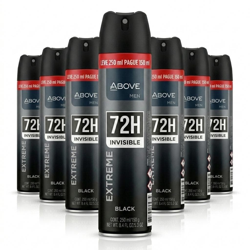 Kit com 6un Desodorante Antitranspirante Above Maxx Extreme Black 250ml
