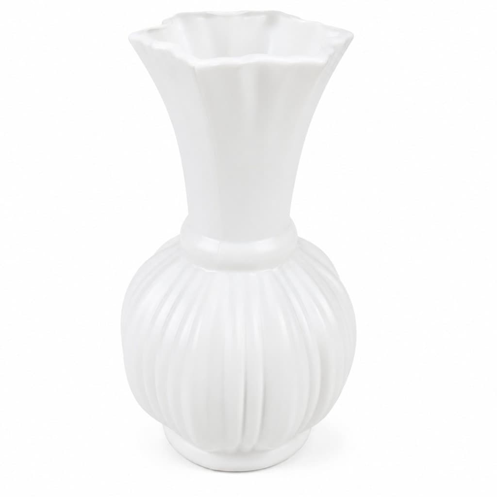 Vaso Decorativo Branco Canelado Tulipa para Sala e Quarto