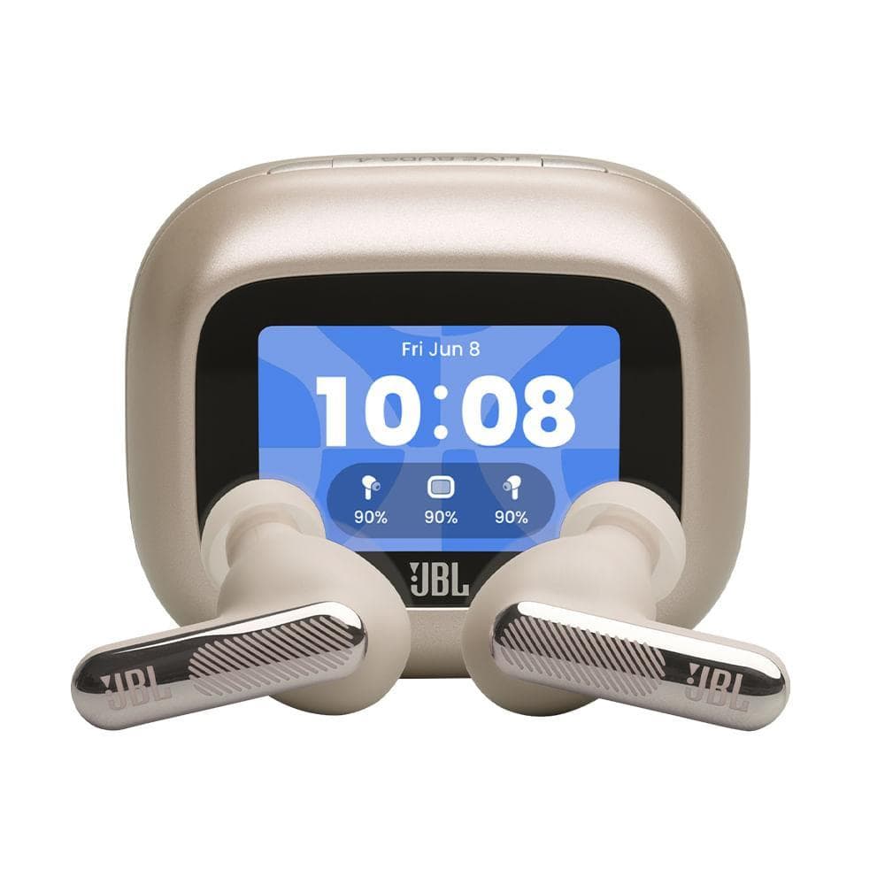 Fone de Ouvido Intra-auricular JBL Live Beam 4 Creme com Proteção IP55, Smart Charging Case e Cancelamento de Ruído