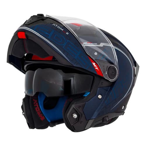 Capacete Escamoteavel Mt Helmets Atom 2 C7 Óculos Solar Azul Fosco