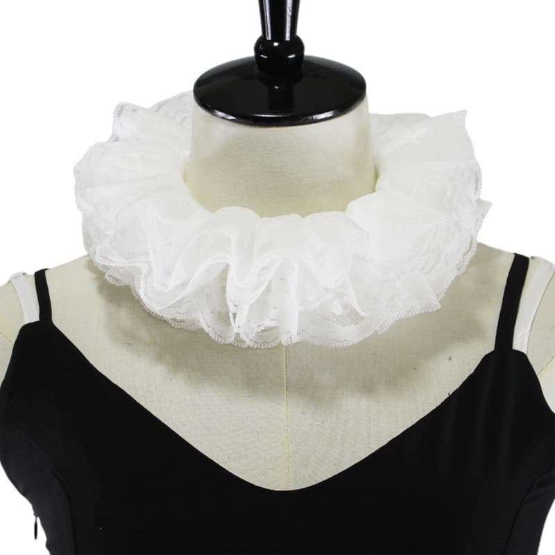 * Feminino Camadas Babados Renda Colar Vitoriano Renascentista Traje Ruff Rendas Tule Gargan