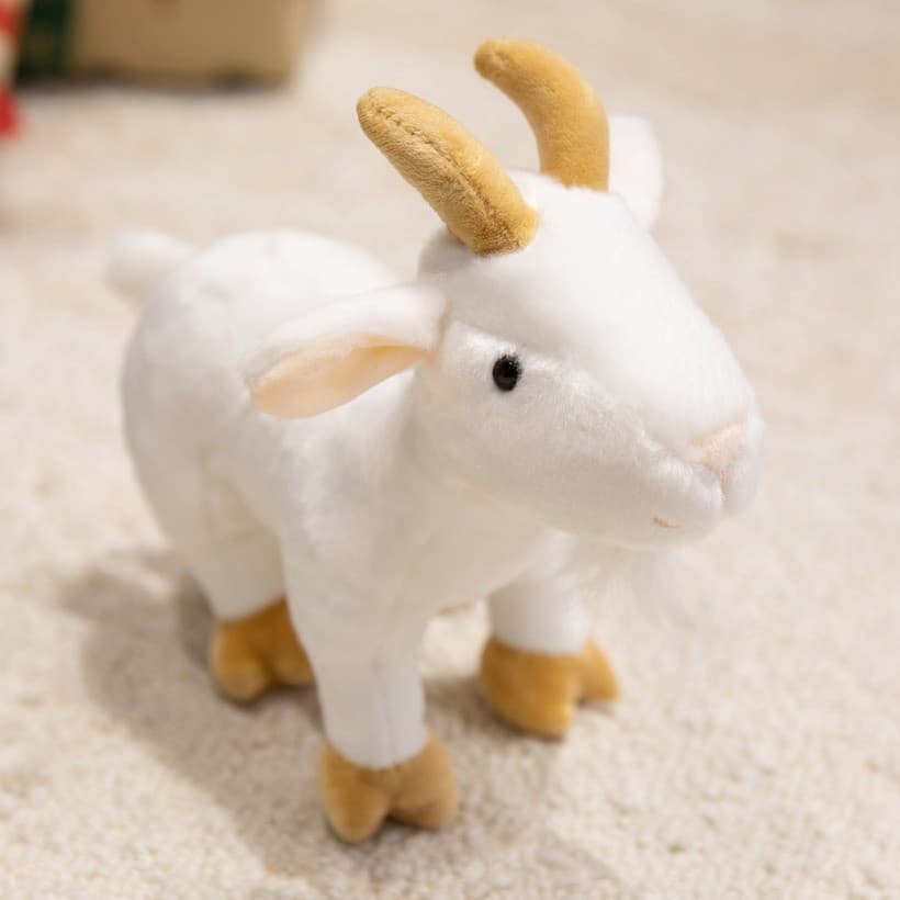 Super Macio Toque Em Pé Pequeno Leão Animal Realista Brinquedo De Pelúcia Cabra Vaca Boneca Estatueta Crianças Presente