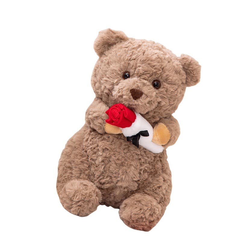 Dia Dos Namorados Rosa Flor Urso De Pelúcia Brinquedo Bonito Pequeno Boneca Presente Romântico Para Namorada Amante Feri