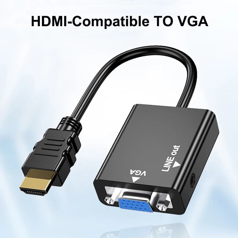 Adapter HDMI-Compatible 1.4 TO VGA With 3.5mm Audio HDTV Male To VGA Female Converter Port HDTV To VGA Output 1080P HDTV