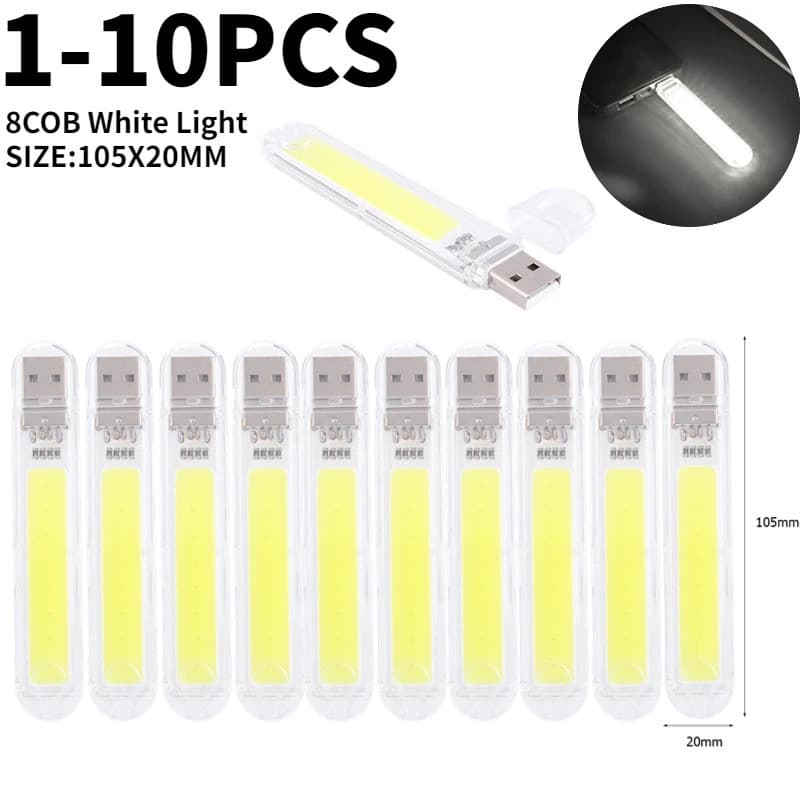 Mini Lâmpadas LED COB USB, Lanterna, Luz de Leitura, Lâmpada de Mesa, Luz Noturna de Emergência para Quarto, Luz para Le