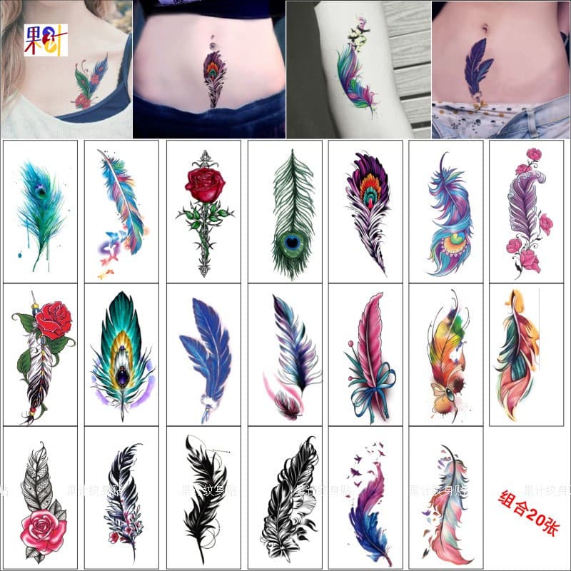 Pena tatuagem adesivo barriga capa barriga cicatriz barriga pena estiramento marca à prova dwaterproof água de longa dur
