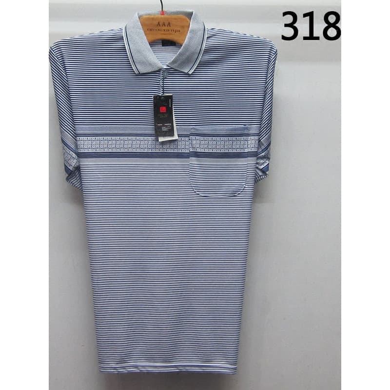 Homens de meia-idade manga comprida poliéster algodão camiseta idosos primavera outono Casual lapela camisa de fundo pai