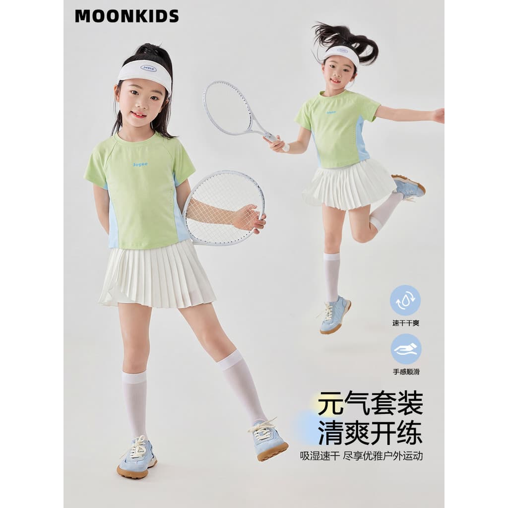 Lua moonkids roupas infantis meninas terno esportivo saia tênis Badminton roupas de verão crianças legal roupas de secag