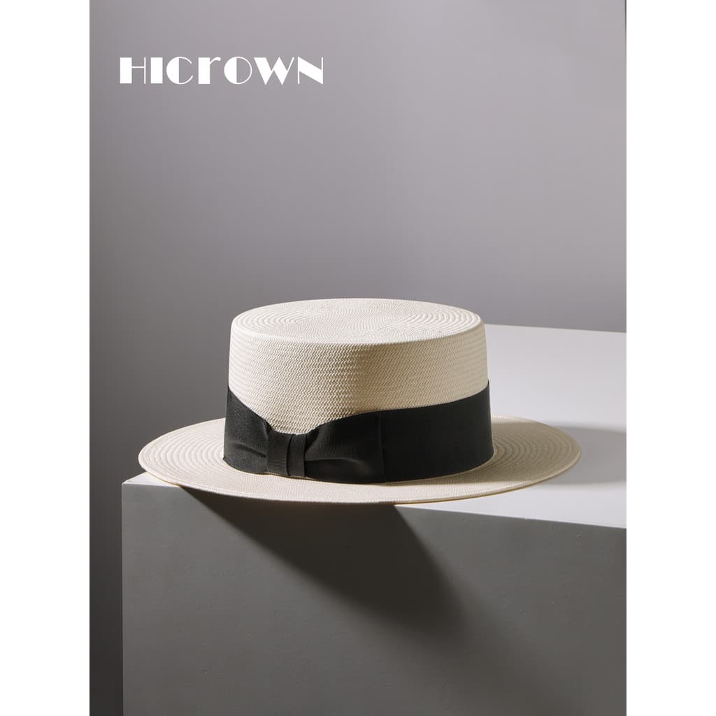 High-End primavera verão novo estilo chapéu de palha de topo plano chapéu de três pontos grama branco masculino feminino