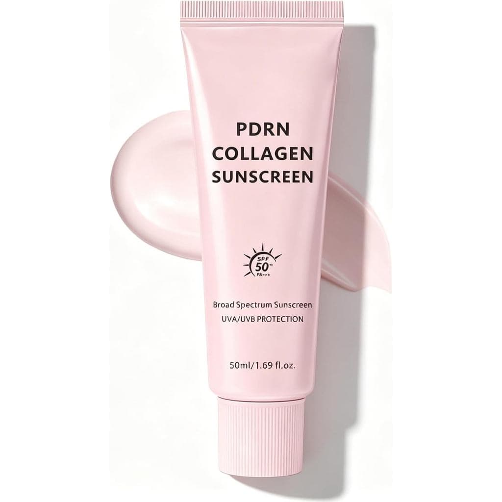Protetor Solar com Colágeno PDRN SPF50 para uso facial, creme hidratante sem resíduos, leve e não oleoso, adequado para