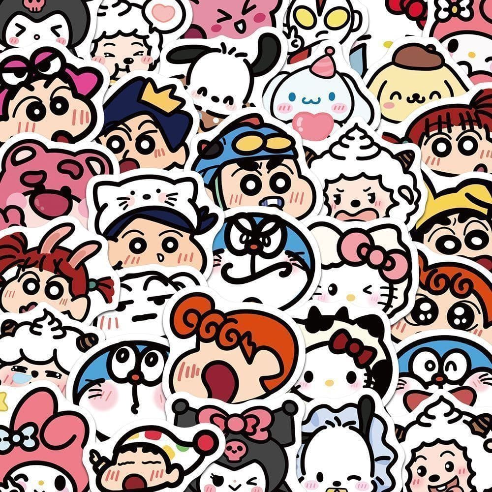 100 Adesivos Kawaii de Desenhos Animados - Decalques de Vinil Impermeáveis para Laptops, Garrafas de Água e Telefones (P