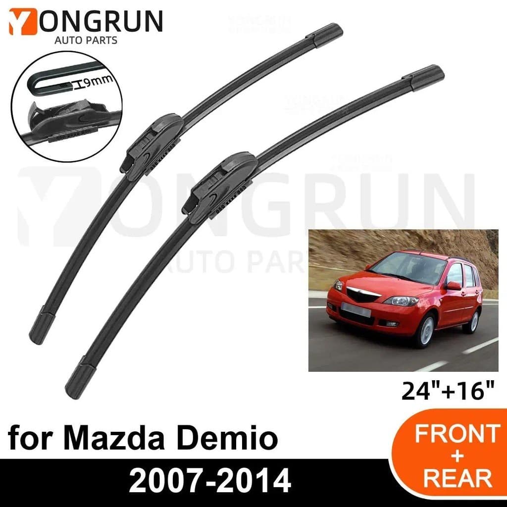 Limpadores De Para-Brisa Dianteiro De Carro , Mazda Demio 2007-2014 , Lâmina De Limpador De Borracha 24 " + 16 " , Acess