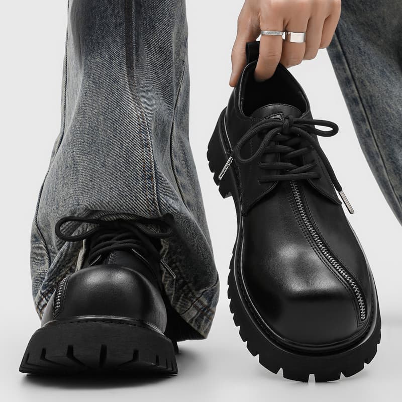 2026 Sapatos Derby Masculinos Derby Sapatos Japoneses Feitos À Mão Casual Commuter Couro Brilhante Invisível Aumentando