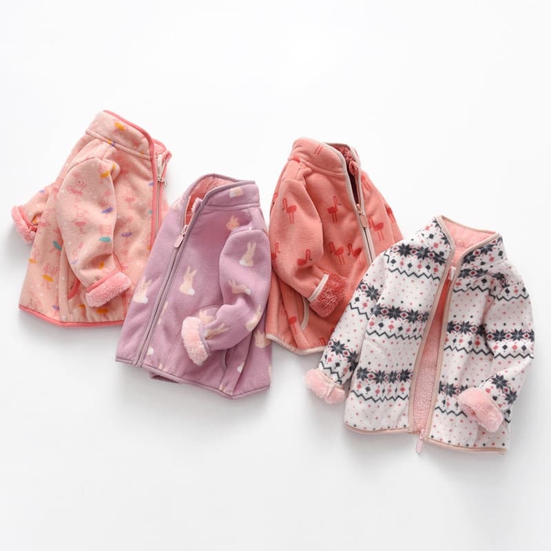 Meninas velo jaqueta forro de lã engrossado roupas de outono das crianças novo estilo bebê velo quente moletom roupas de