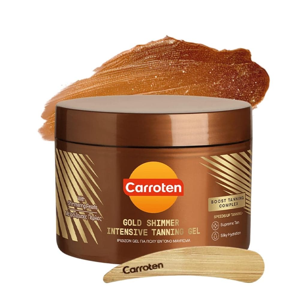 Gel Bronzeador Carroten Gold Shimmer |   Acelerador de Bronzeado Browning |   Não Oleoso, Resistente à Água com Óleo de