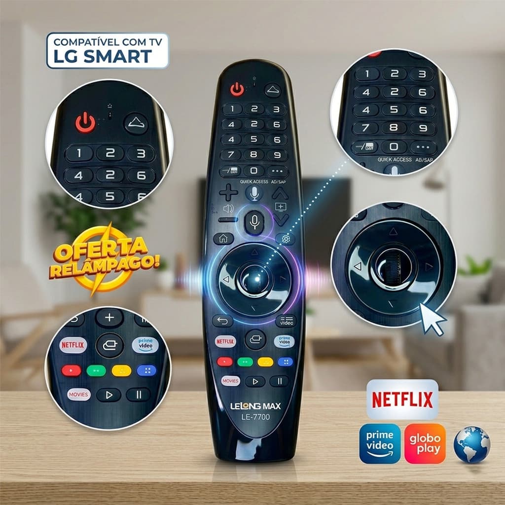 Controle Remoto Universal LG Smart TV Magic Com Comando De Voz E Bluetooth