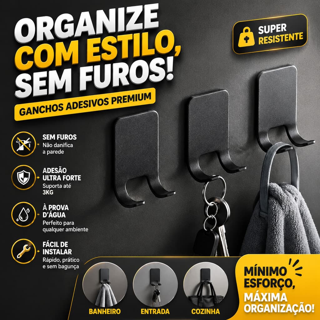 Gancho Adesivo 3M Aço Inoxidável Multifuncional Porta Aparelho de Barbear Para Ambientes Molhados Banheiro Cozinha