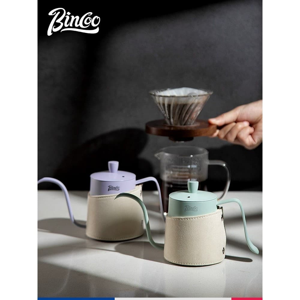 Bincoo mão despeje pote pequeno de aço inoxidável cafeteira Mini portátil boca longa pote boca fina pendurado orelha cha