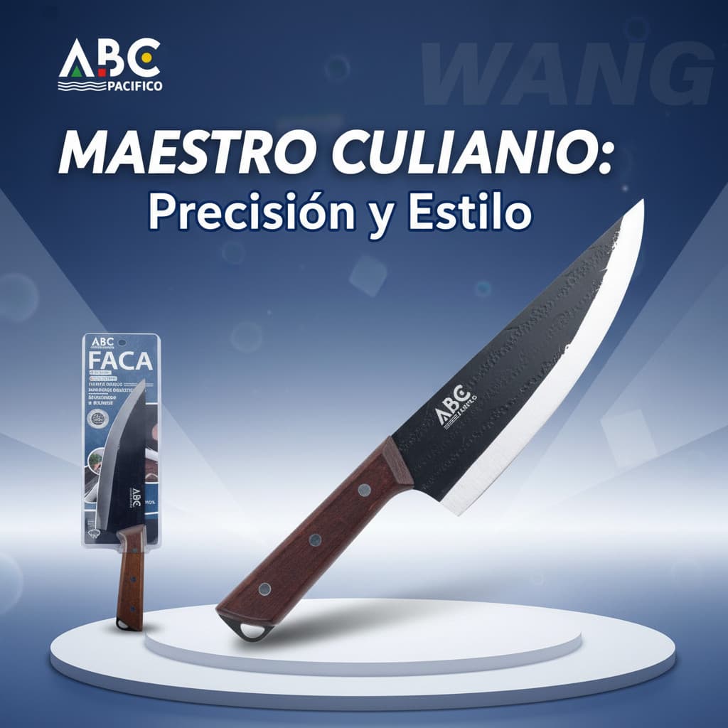 Faca Chef Forjada Premium Lâmina Aço Inox Cabo de Madeira 8"