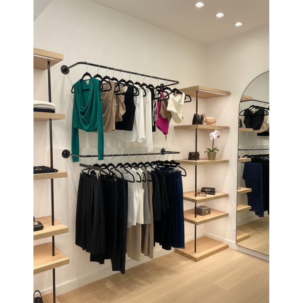 Kit Arara de Parede Para Roupas Cabideiro em Aço Reforçado