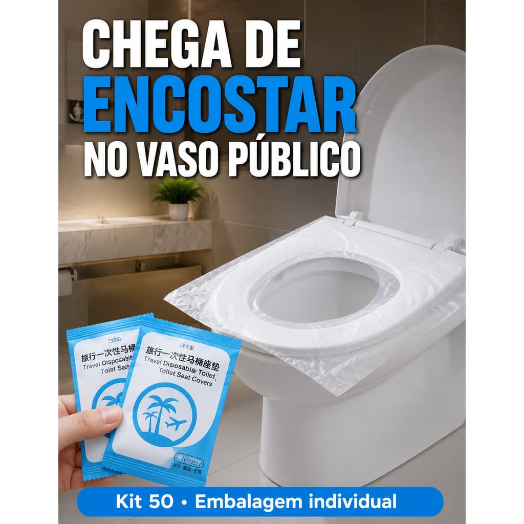 Kit 50 Capa Higiênica Protetora Assento Vaso Sanitário Descartável Viagem Bolsa Emergência Portátil