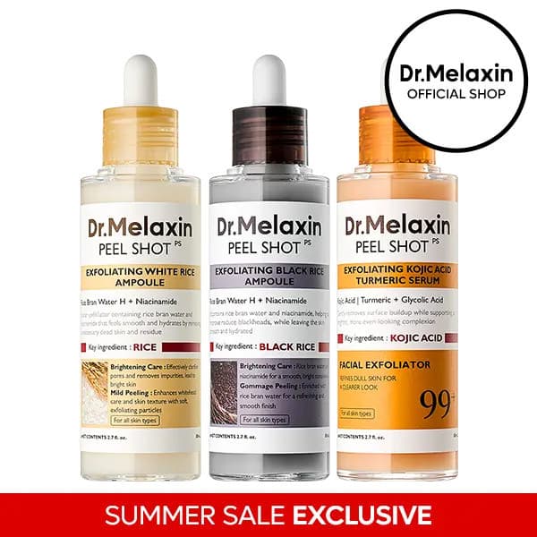 [Dr.Melaxin Oficial] Peel Shot Glow Rice Ampoule Duo (Arroz e Arroz) + Sérum Peel Shot com Ácido Kójico e Cúrcuma |   80