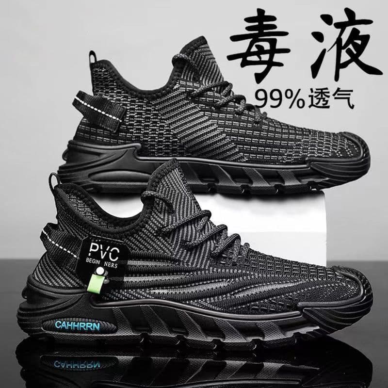 Sapatos De Malha Tecido Mosca Respirável Correndo Casual Sola Macia Antiderrapante Esportivos Masculinos
