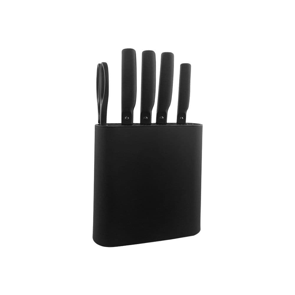 Conjunto De Facas 6 Peças Com Cepo Action Preto Brinox
