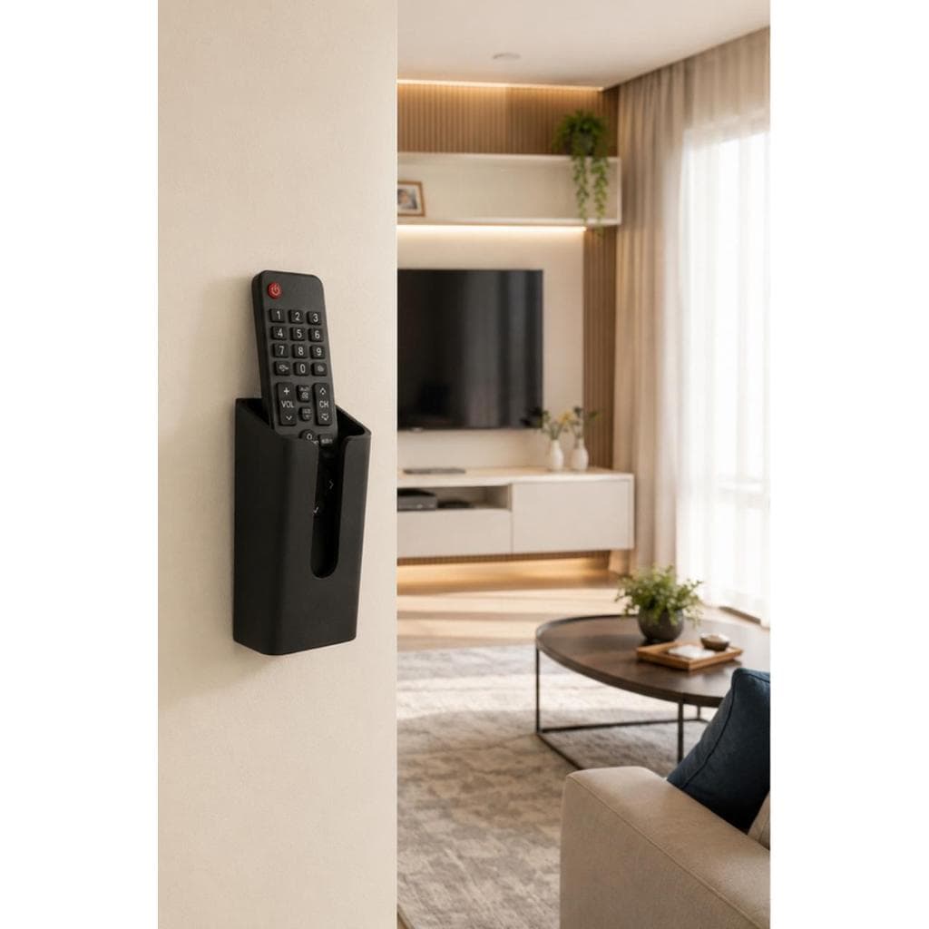 Suporte Porta Controle Remoto de Parede Para Controle Remoto de Ar Condicionado, TV e Ventilador - Preto
