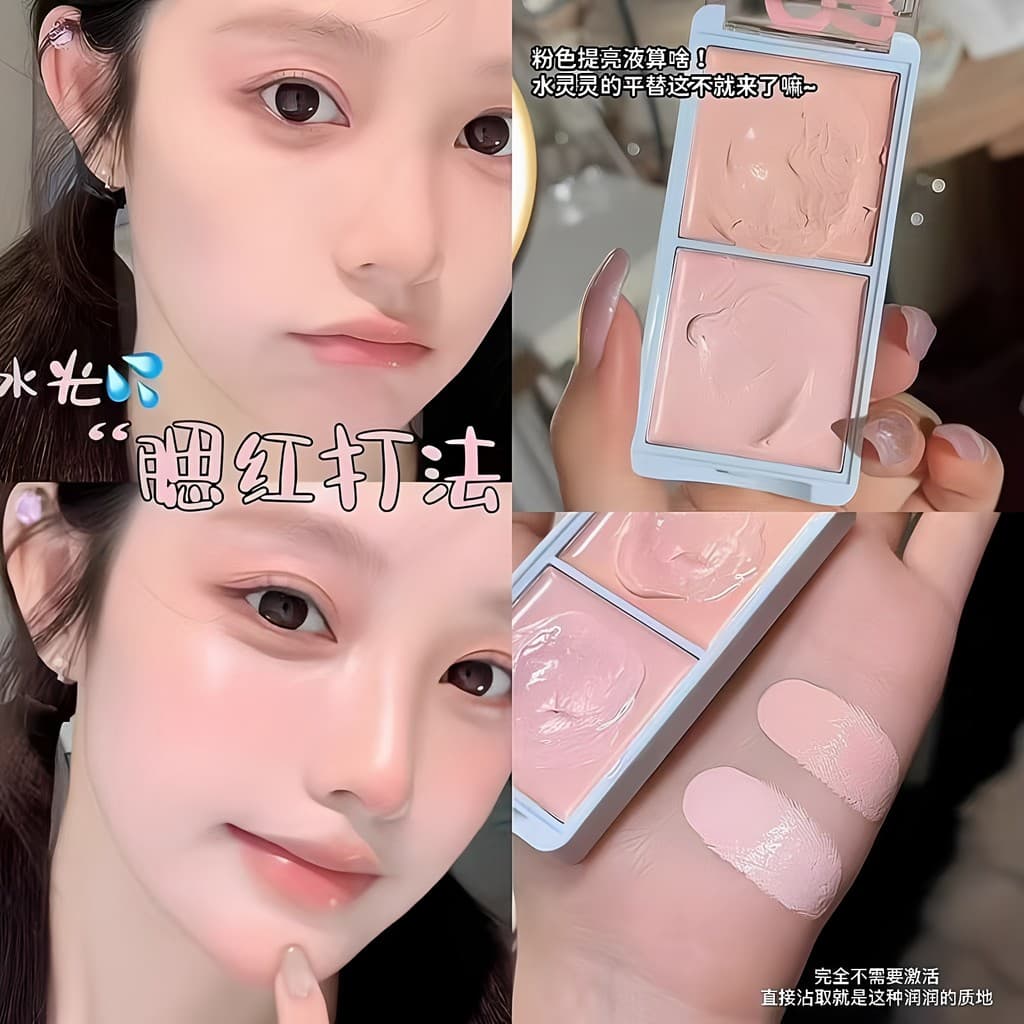 Creme iluminador de duas cores rosa alto brilho Facial fosco iluminador corretivo olheiras superfície médio Smo