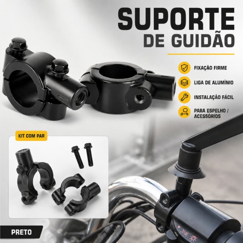 Adaptador De Braçadeira De Guiador Com Suporte De Espelho Para De Bicicleta/Motocicleta