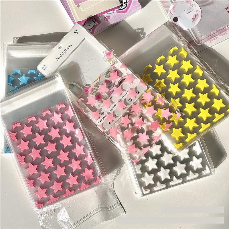Sacos Plásticos de Armazenamento com Fecho Autoadesivo 100 Unidades: Sacos OPP 8x13 cm com Padrão de Estrelas para Fotos