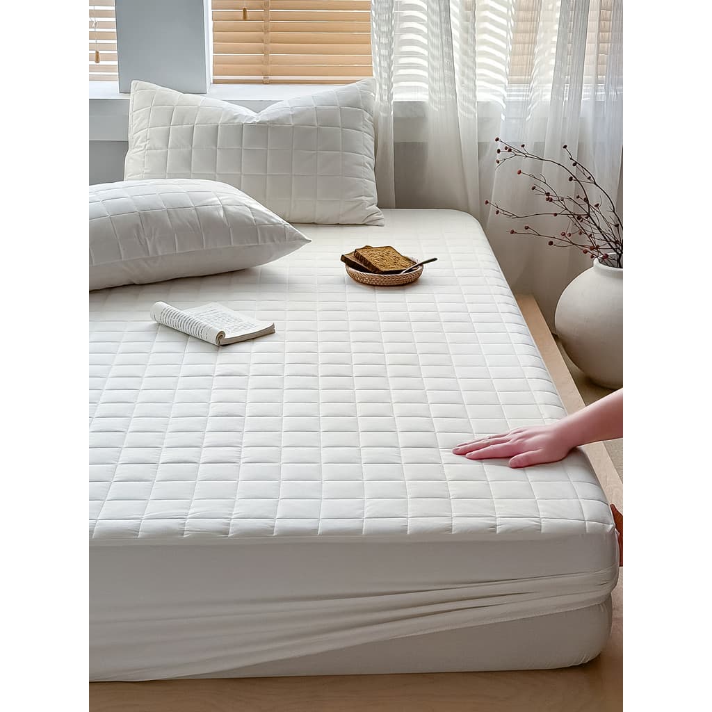 Lençol de cama acolchoado de algodão estilo japonês, peça única, colcha de algodão puro, capa de colchão, capa protetora