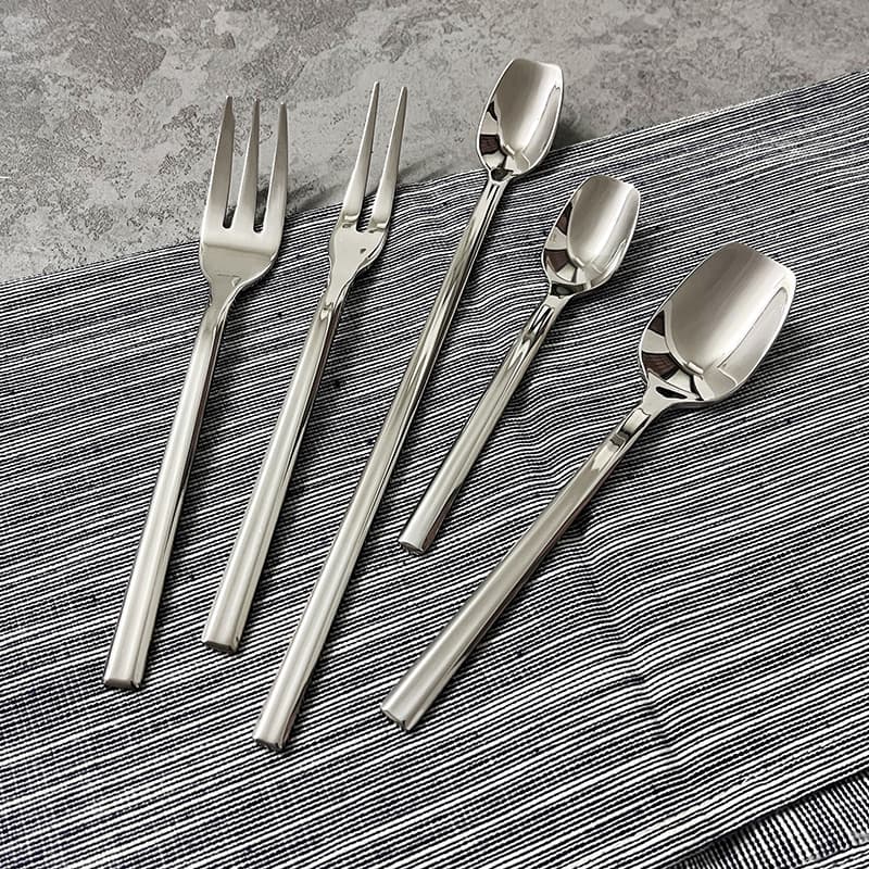 Colher de sobremesa francesa mexendo pequena colher de café de aço inoxidável curto de café da manhã colher de io