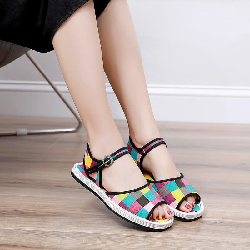 Sandálias de sola de pano estudantes do sexo feminino sandálias de dedos abertos chinelos femininos verão sapatos femini