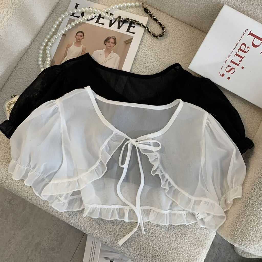 Chiffon gelo seda fungo borda protetor solar camisa feminina verão 2025 novo estilo xale com saia exterior blusa de ar c